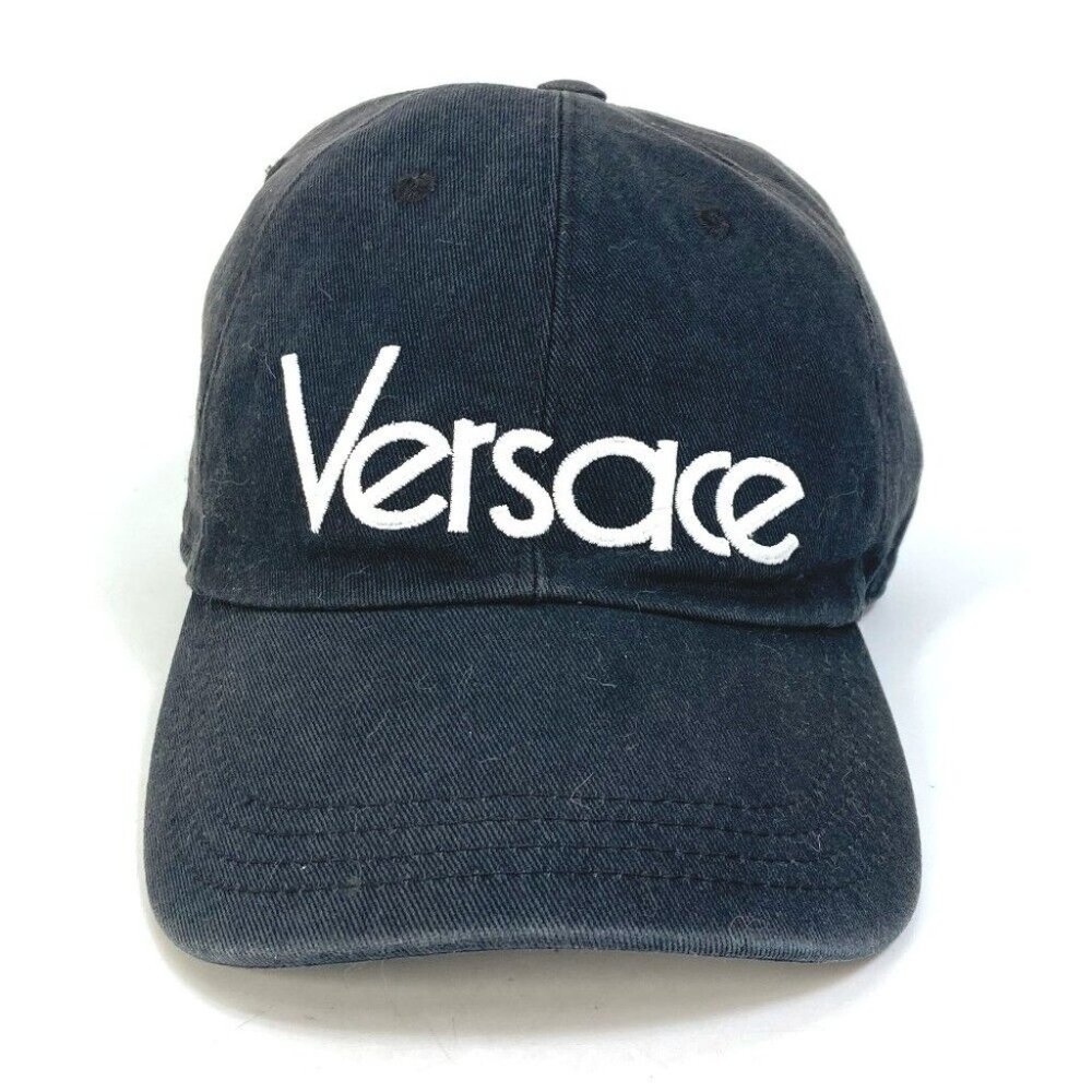 VERSACE logo Hat cap cotton Black/White - Picture 8 of 15